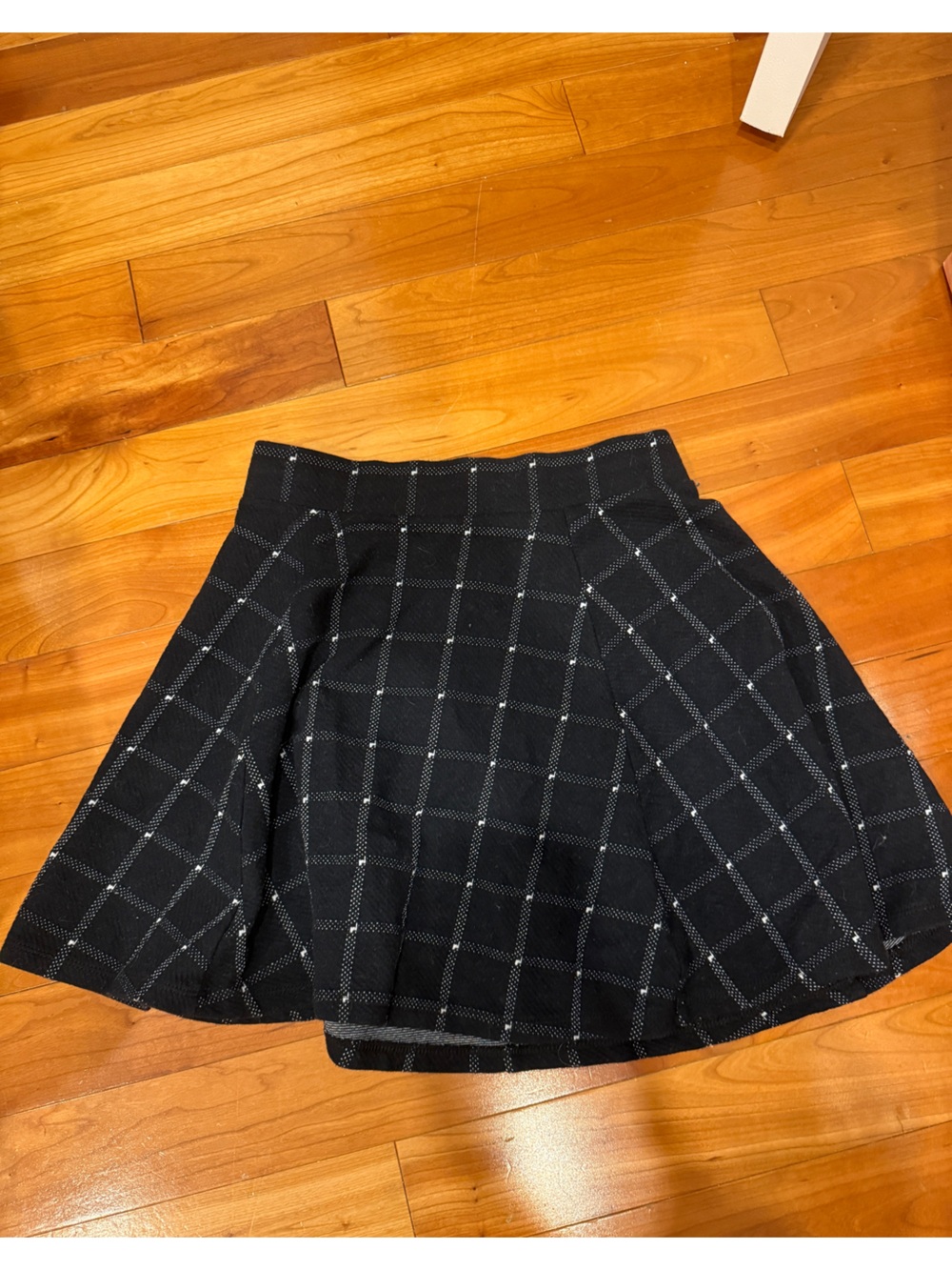 Divided Black Windowpane Skater Skirt